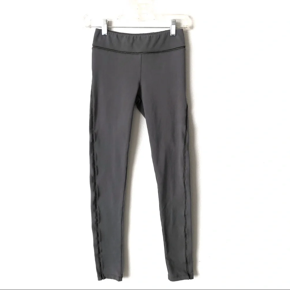 DAVID LERNER Gray Athleisure Workout Athletic Leggings Open Crochet Lace… - Picture 2 of 9